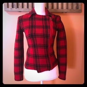Woman’s Red & Black, Cotton Blazer Jacket.
